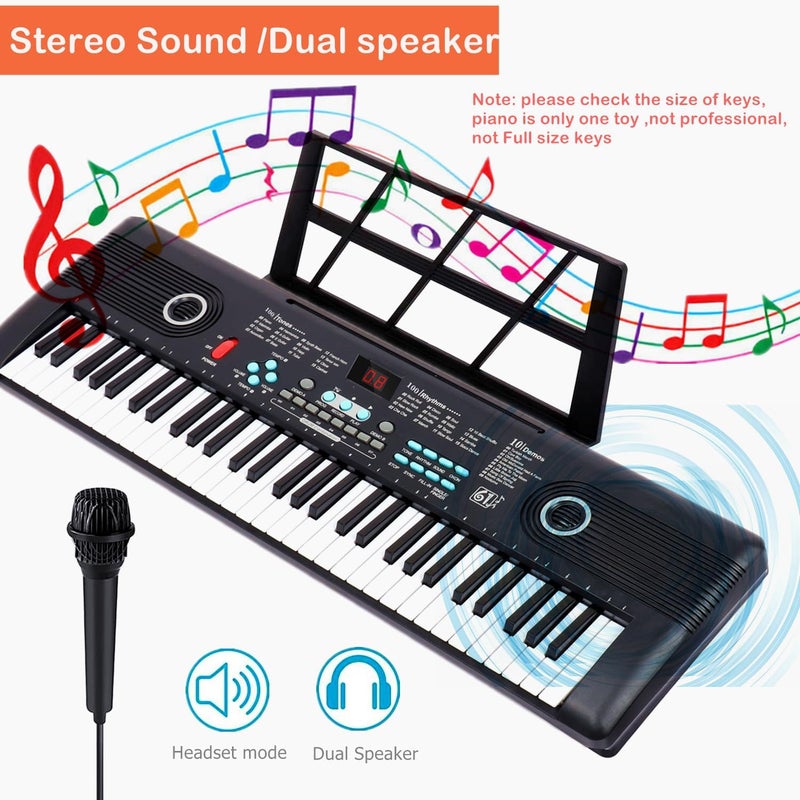 Semart Keyboard Piano 61 Key Music Electric Piano For Kids Beginner W/Dual Speaker Microphone Portable Digital Piano Birthday Christmas Gifts - Image 2